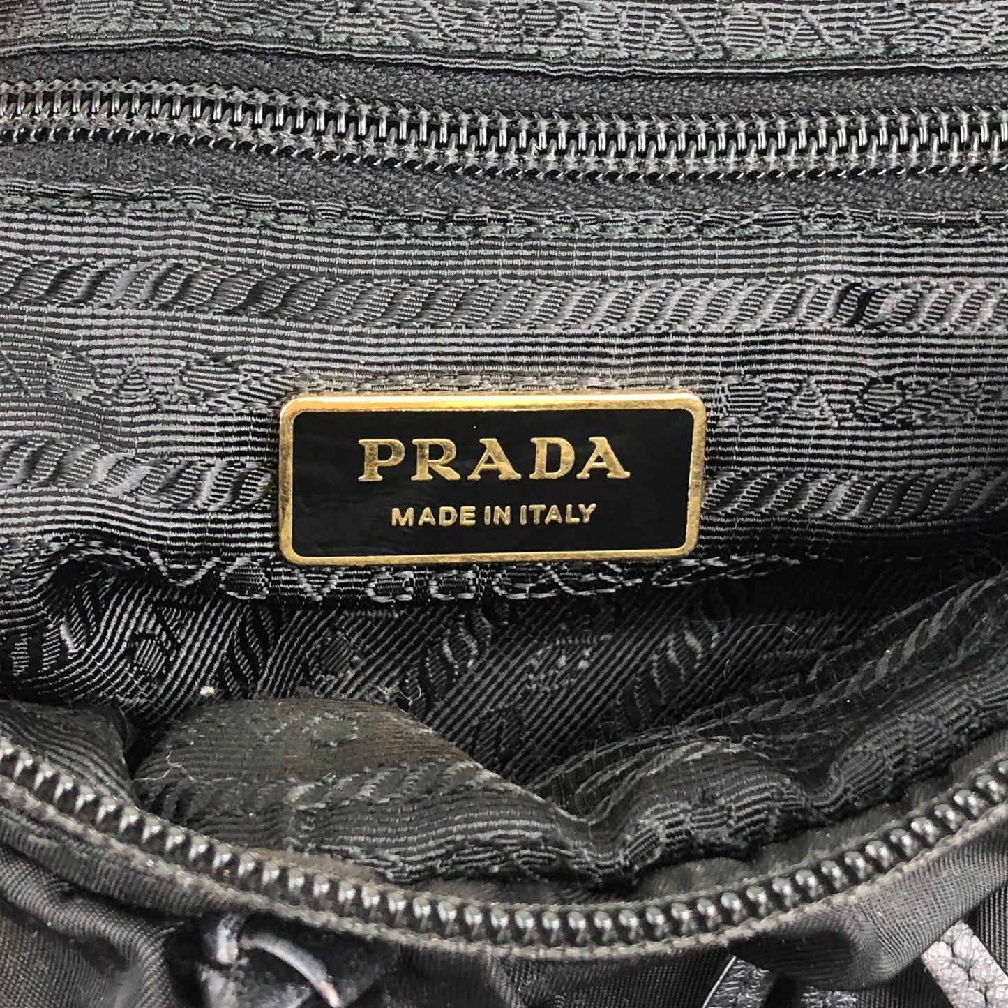 PRADA Logo Ribbon Two-way Handbag Shoulder bag Black Vintage w7z54n