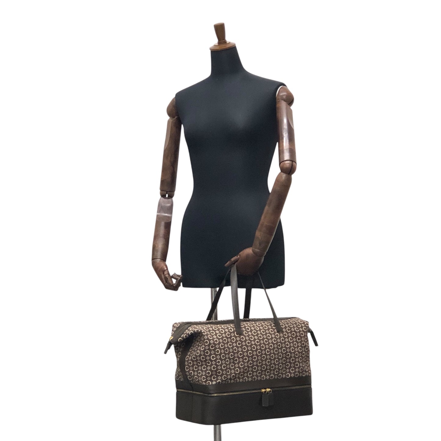 CELINE Macadam Handbag Boston bag Brown Vintage 7kve88