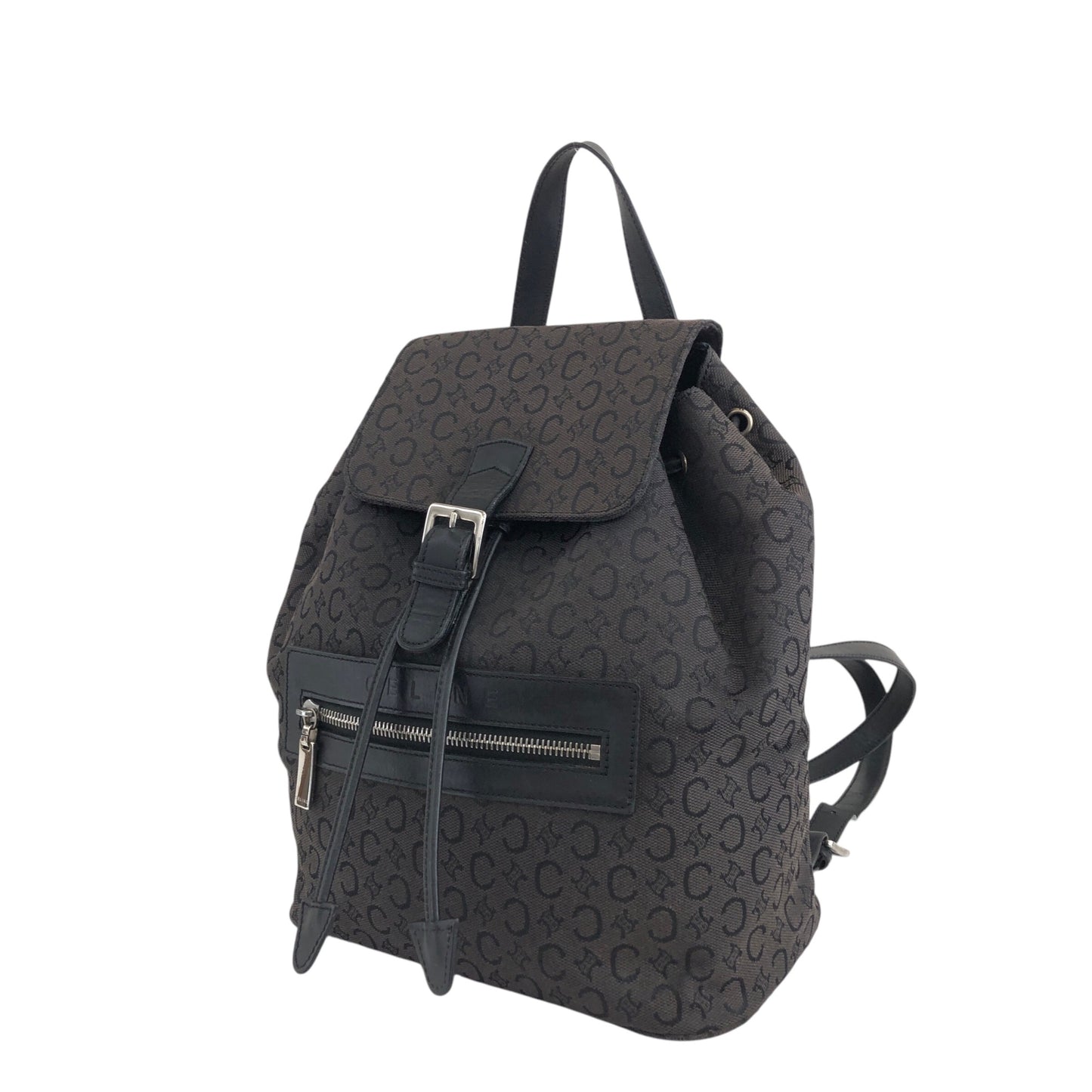 CELINE Front Buckl Backpack Black Vintage u4kmmj