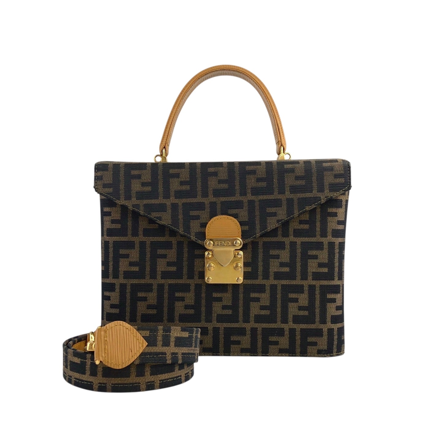 FENDI Zucca 兩用手袋 單肩包 棕色 復古 zxeb84