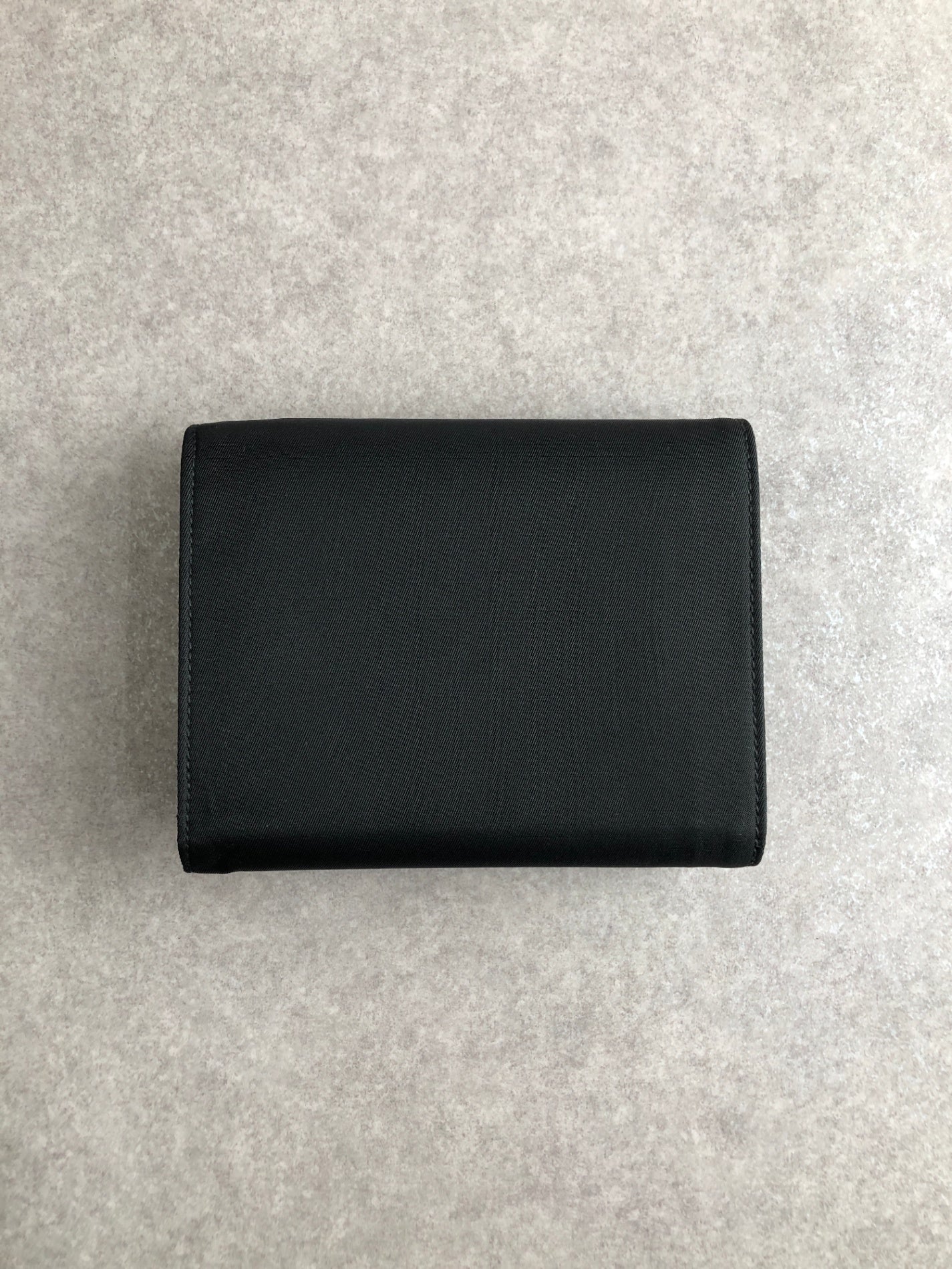 PRADA Triangle Logo Folded Wallet Black Vintage s2heh6