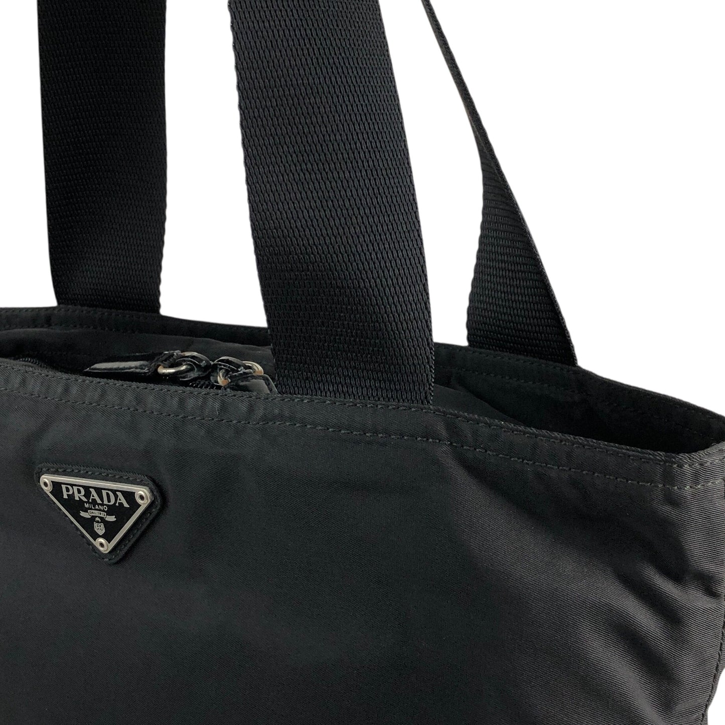 PRADA Tessuto Triangle Logo Totebag Black Vintage dmp62y