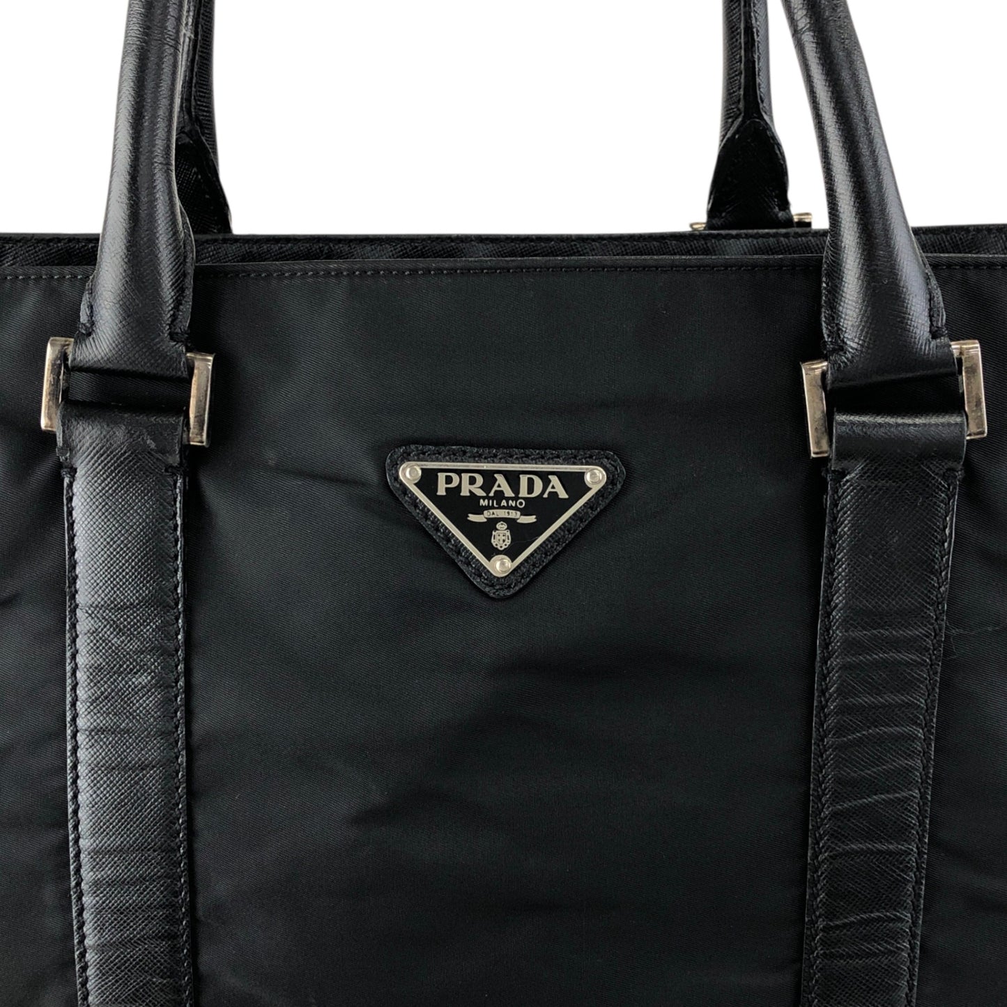 PRADA Triangle Logo Totebag Black Vintage syxbuh