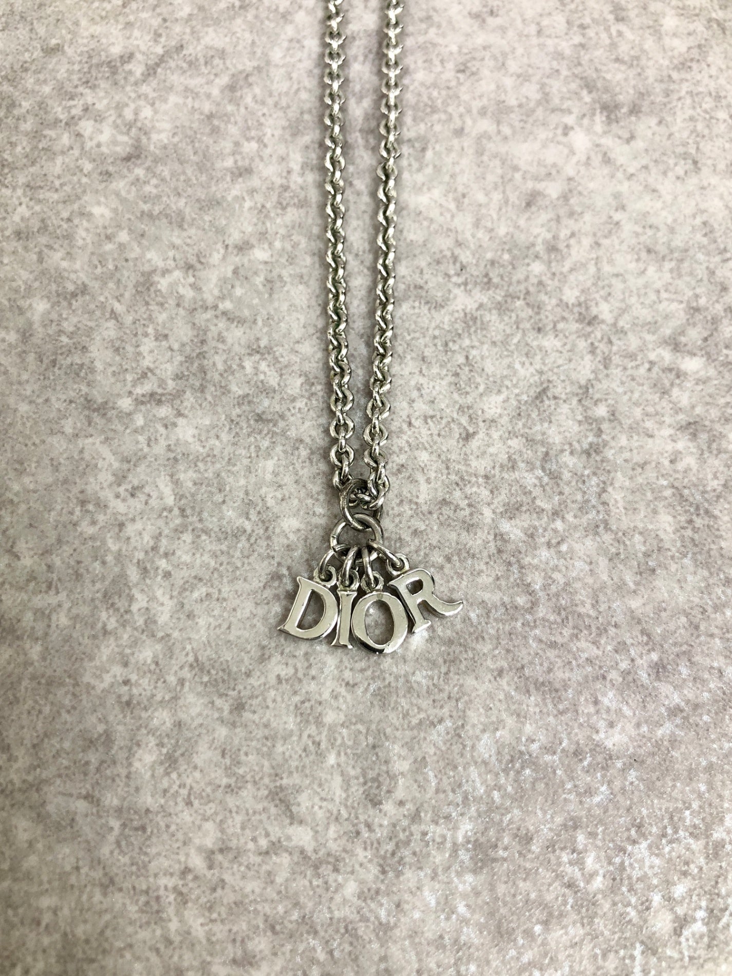 Christian Dior CD Logo Necklace Silver Vintage ttbxm8