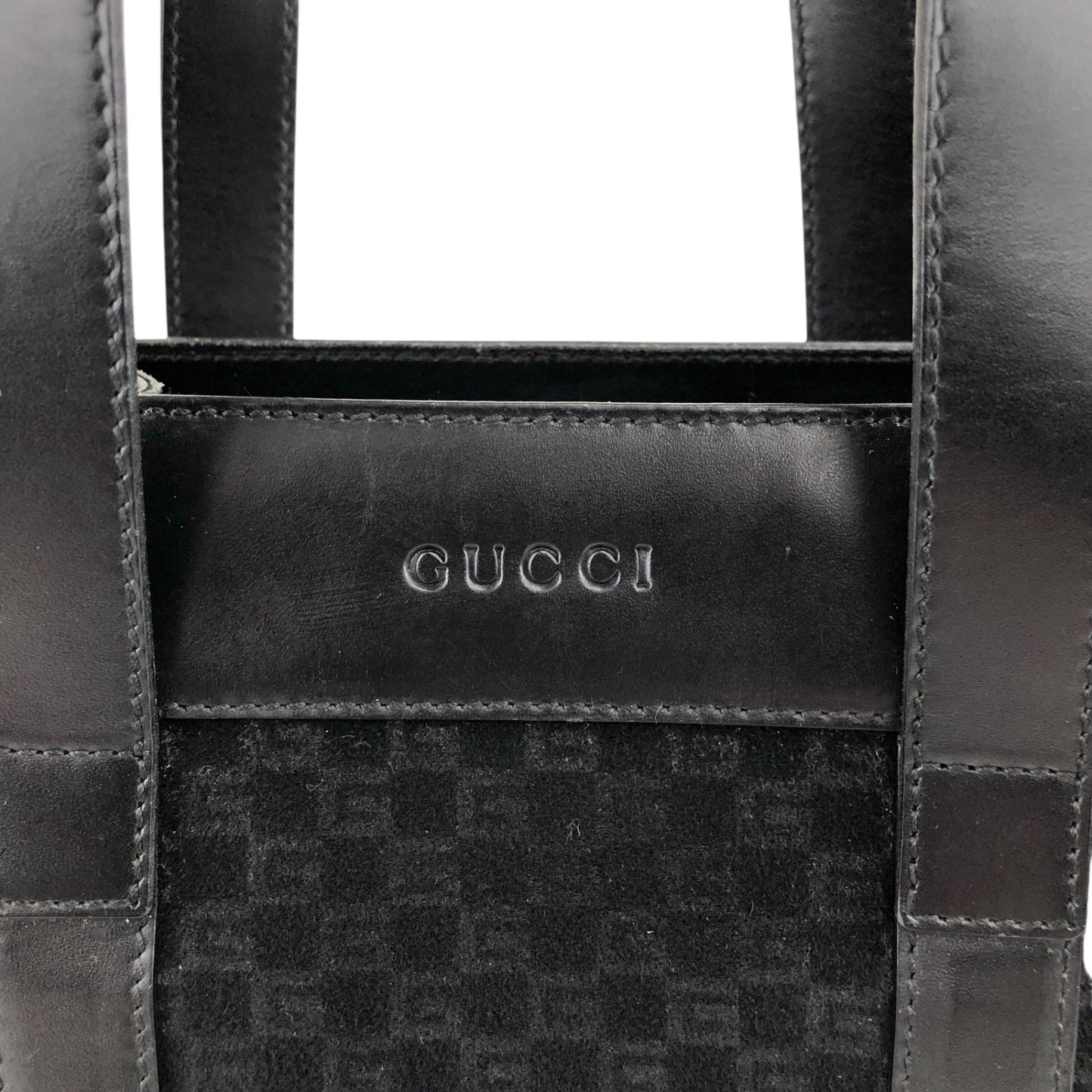 GUCCI 標誌壓花手提包 黑色 復古 83azxk