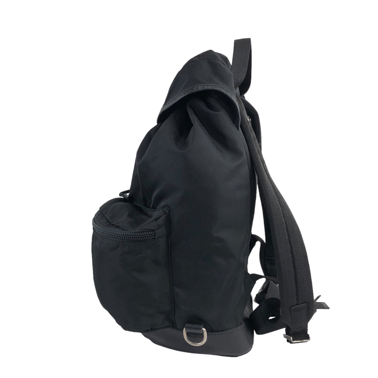PRADA Triangle Logo Double Pocket Backpack Black Vintage avewmk