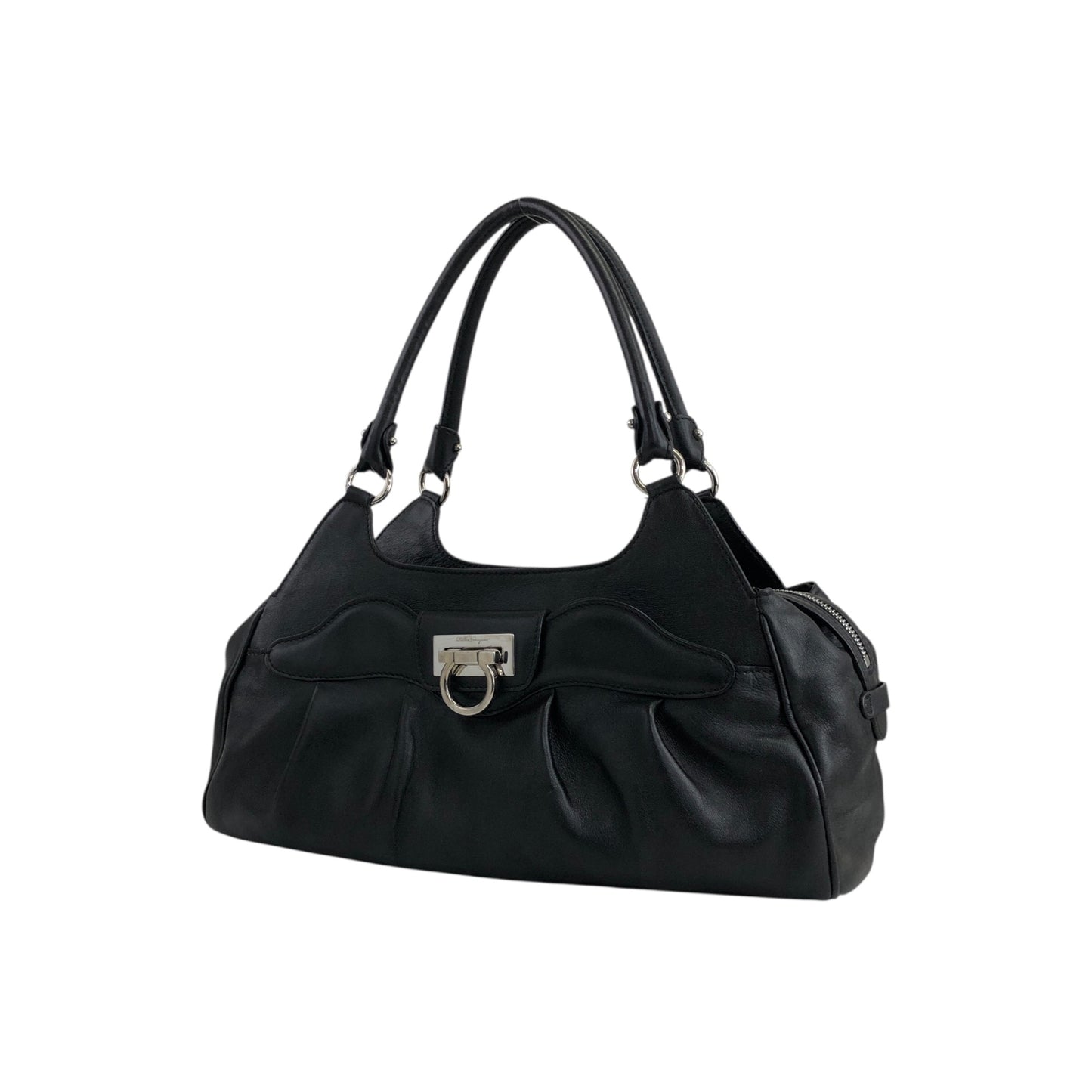 Salvatore Ferragamo Gancini Handbag Black Vintage ehywma