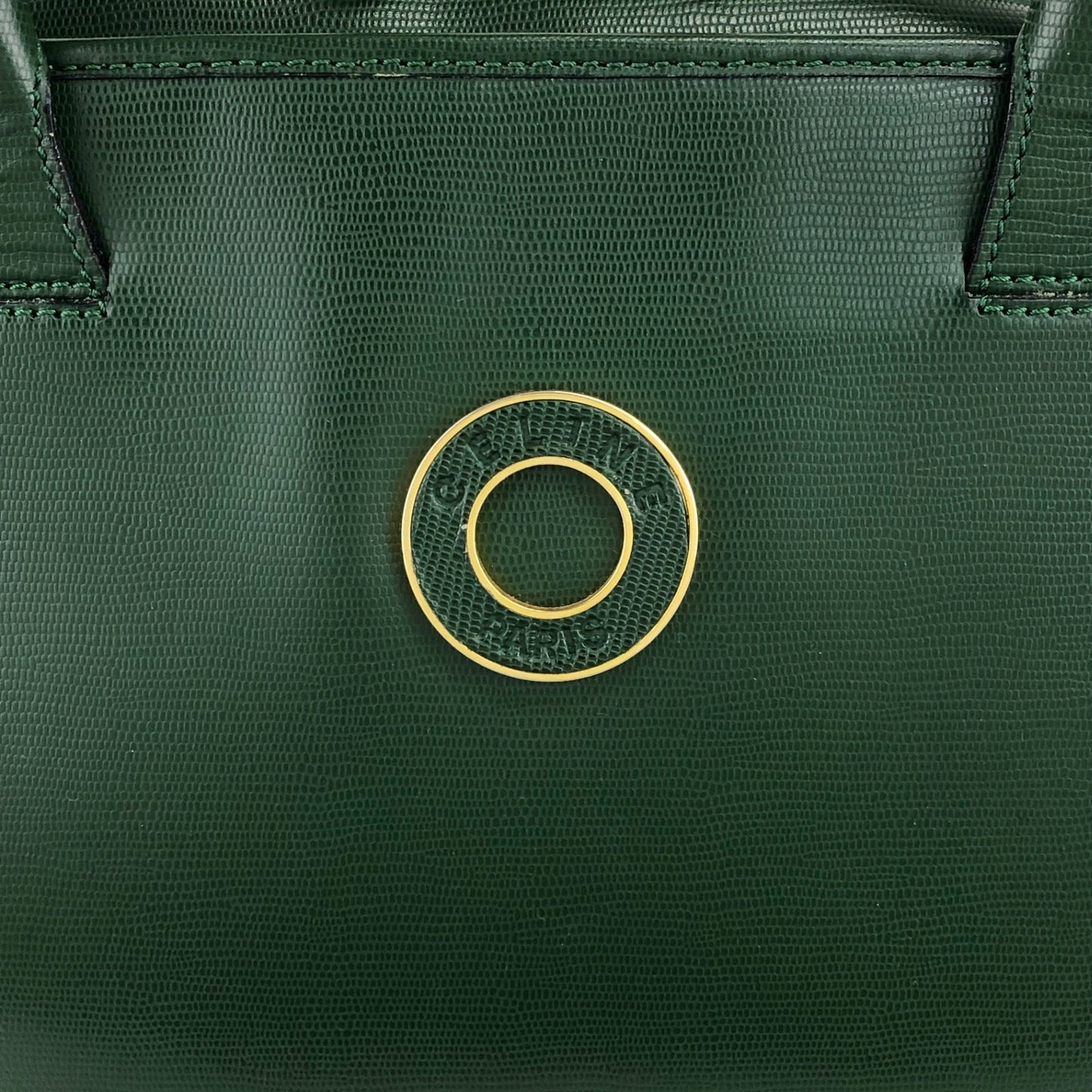 CELINE Circle Logo Two-way Handbag Shoulder bag Green Vintage 25jwbg
