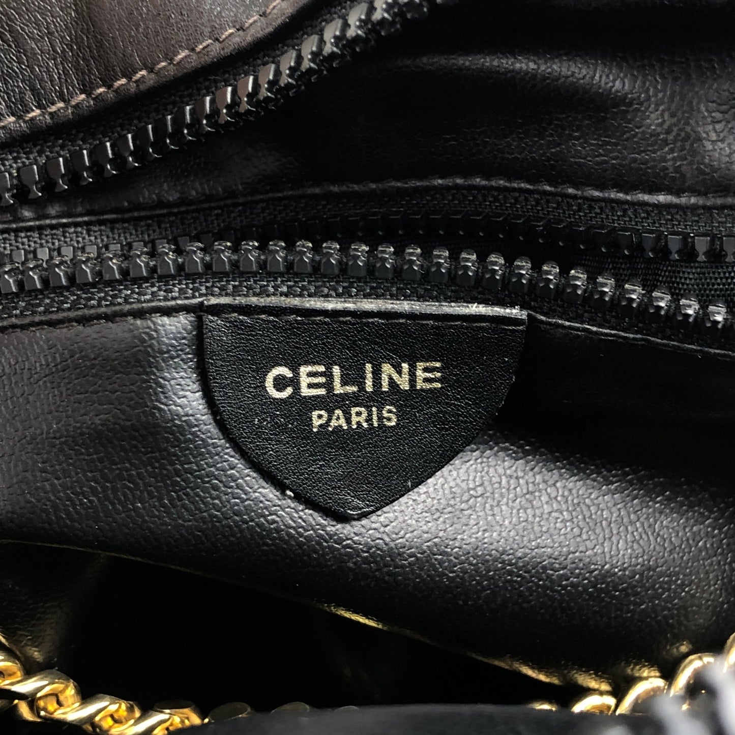 CELINE Triomphe Chain Shoulder bag Black Vintage n8k45k