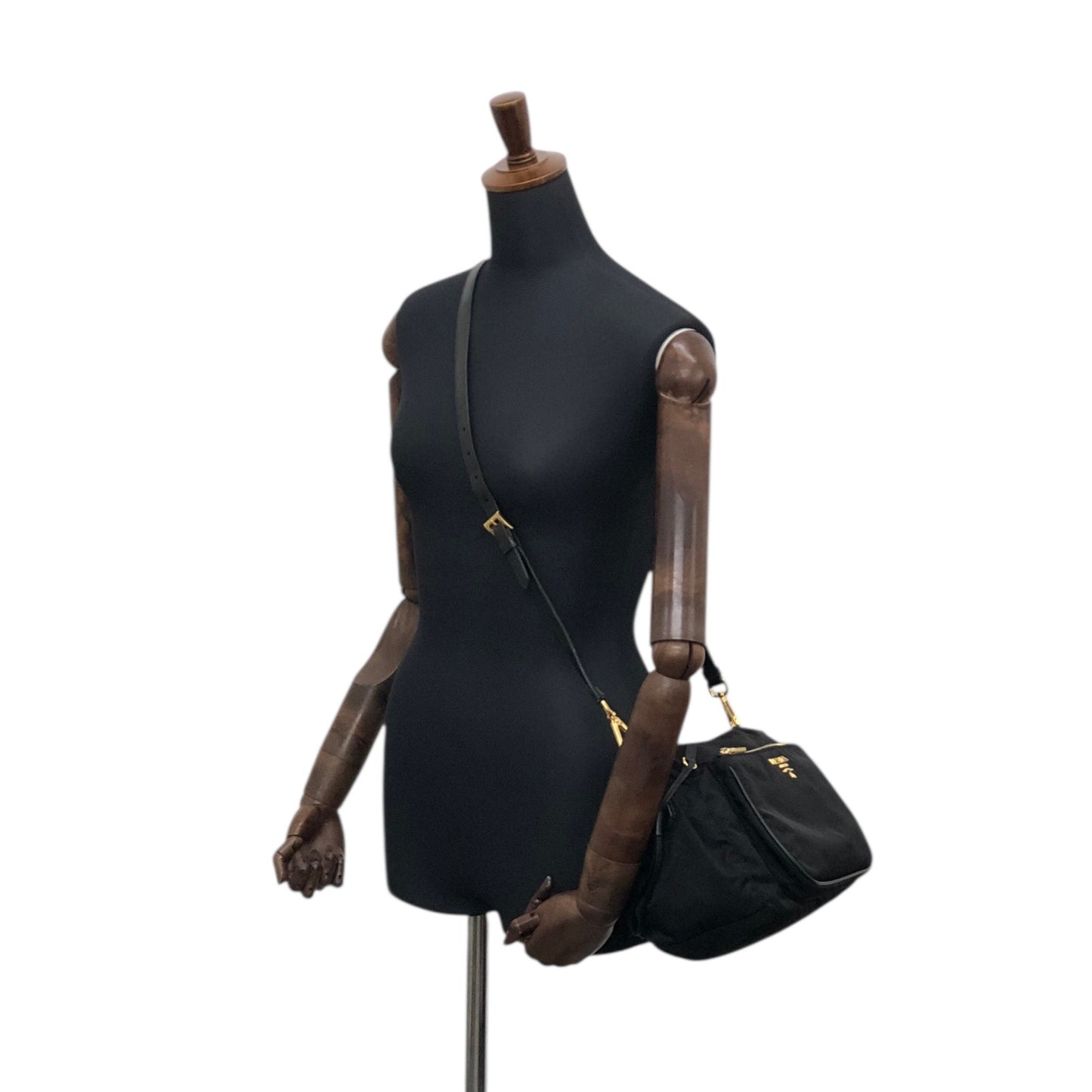 PRADA Logo Shoulder bag Black BT0689 Vintage s35m2a