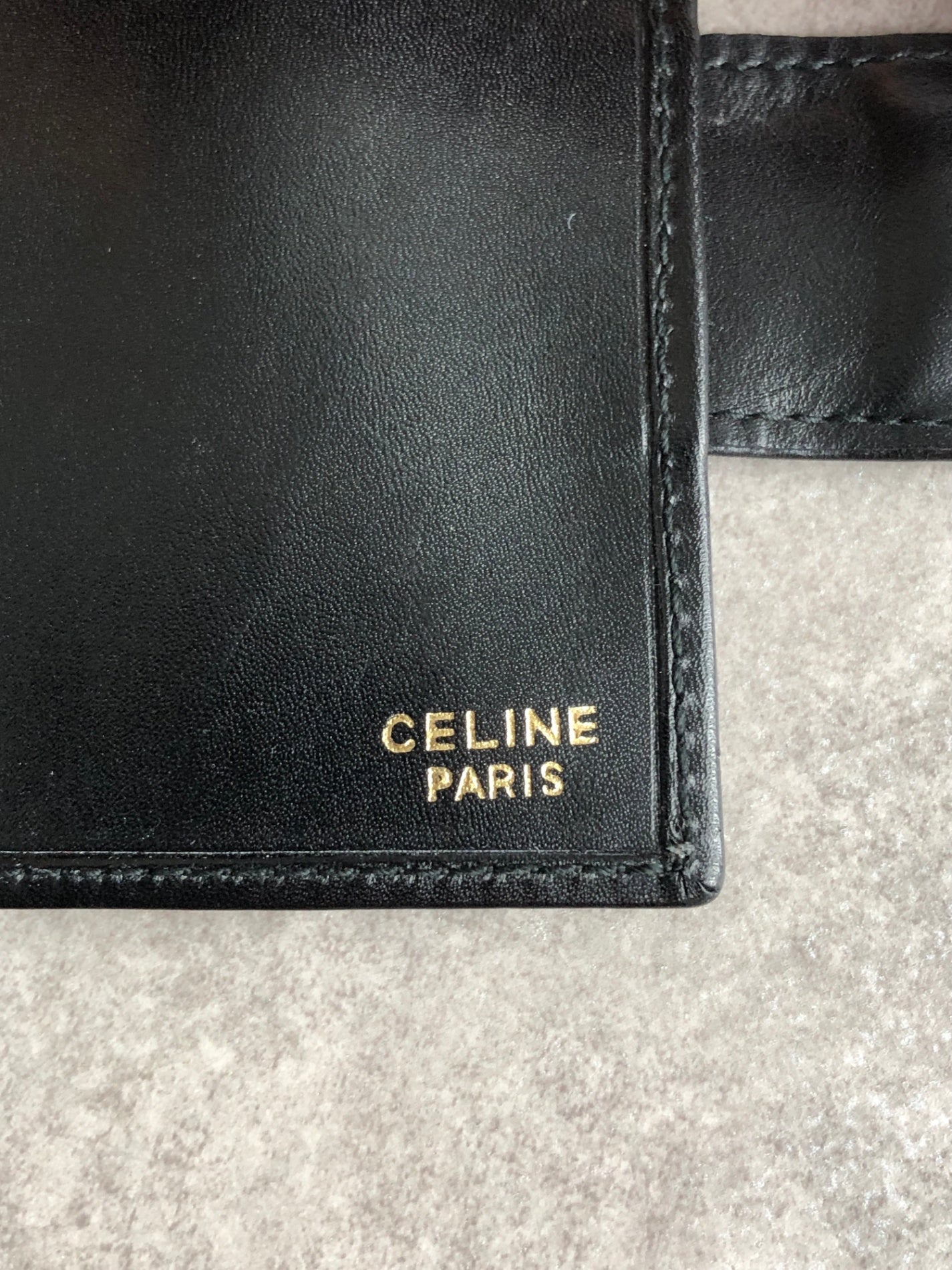 CELINE Logo Folded Wallet Black Vintage 8rd2s8