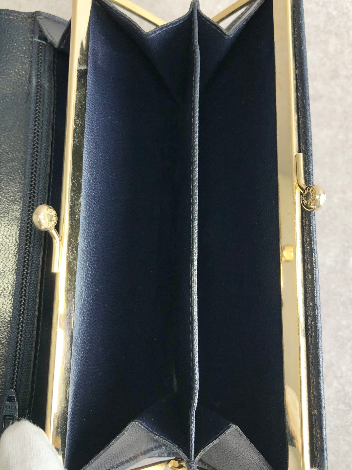 CELINE Blason Long Wallet Navy Vintage c6vgf5