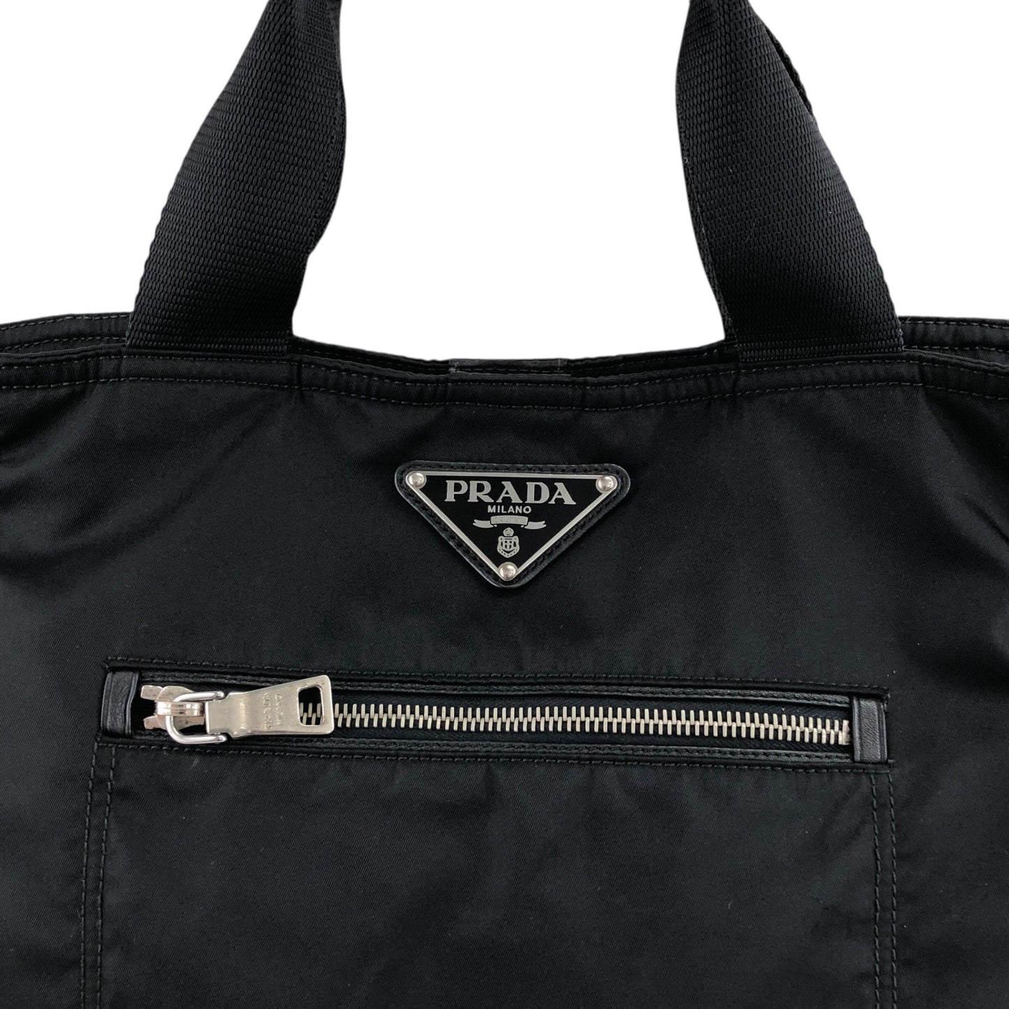 PRADA Triangle Logo Two-way Handbag Shoulder bag Black Vintage 5t57j2