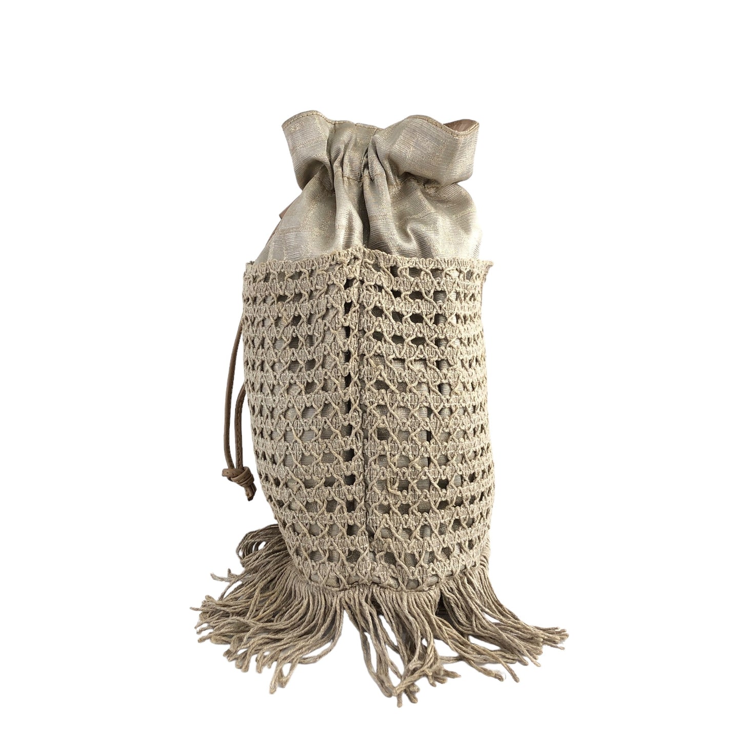 FENDI Zucca Drawstring Shoulder bag Beige Vintage p8rb6m