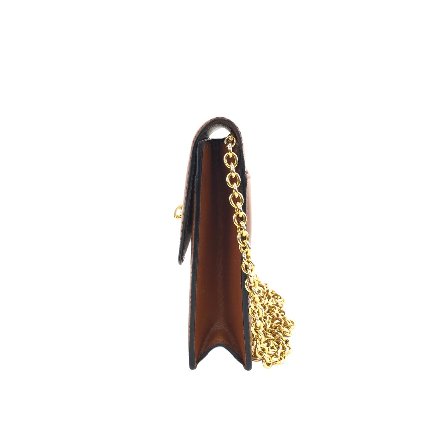 CELINE Starball Leather Small Chain Shoulder bag Brown Vintage spbb4m