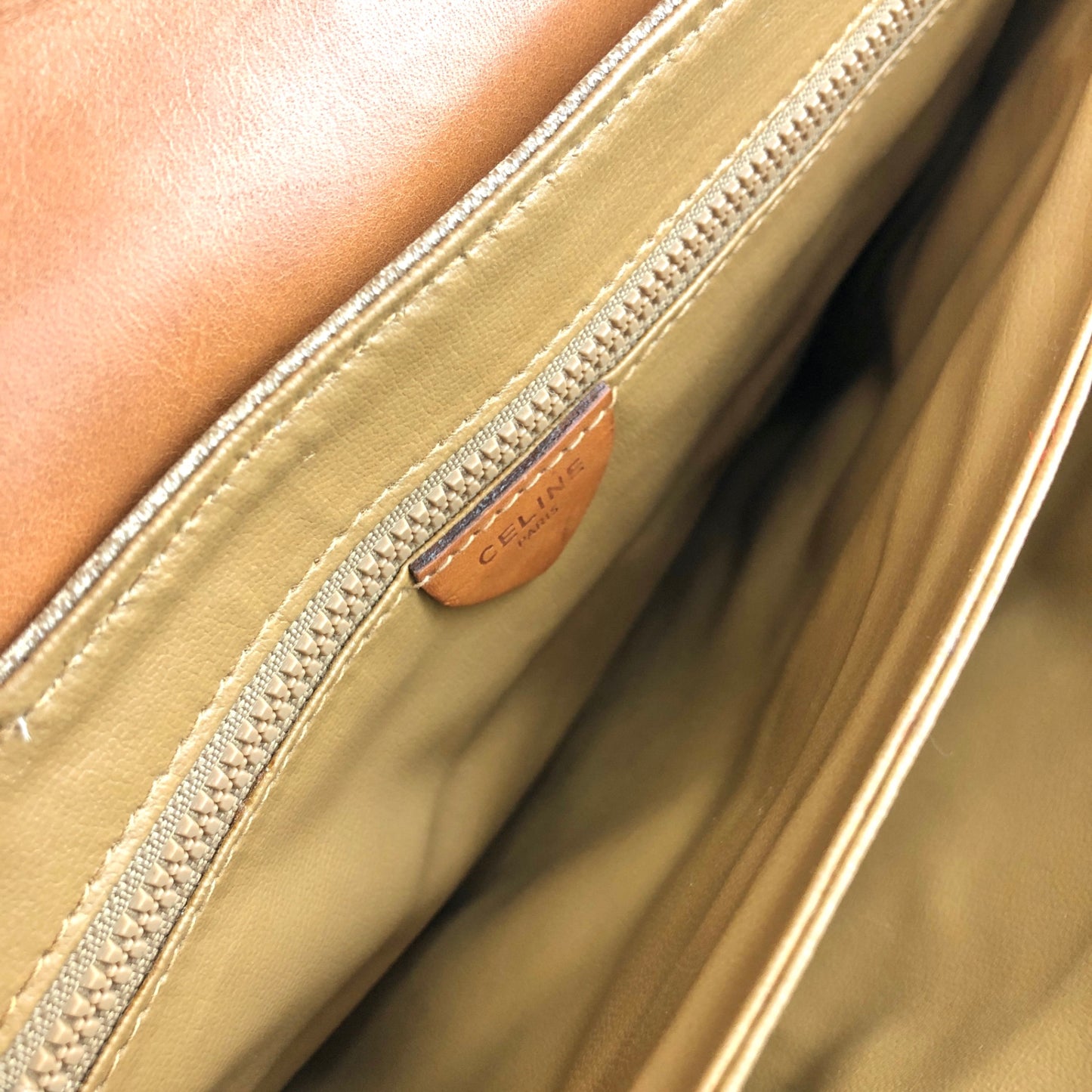 CELINE Macadam Blason Shoulder bag Beige Vintage hwdc65