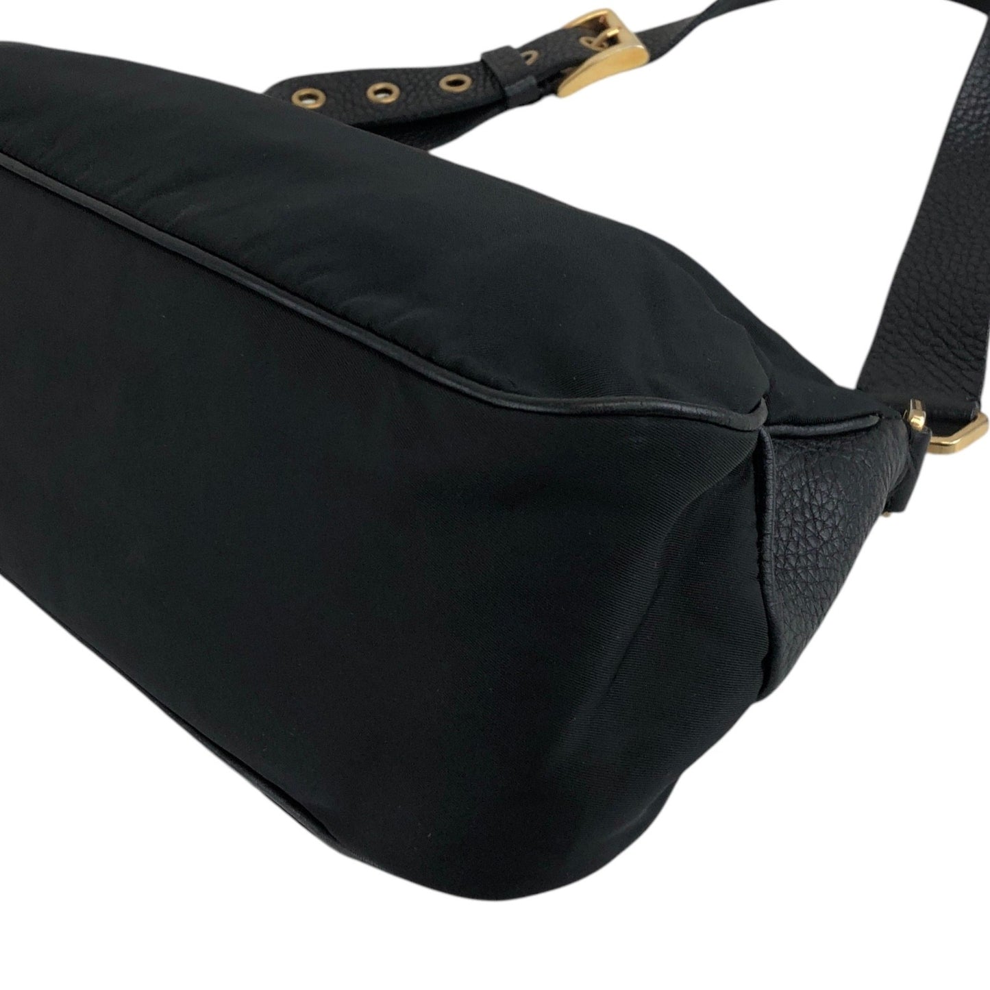 PRADA Triangle Logo Padlock Shoulder bag Black Vintage diw6aj