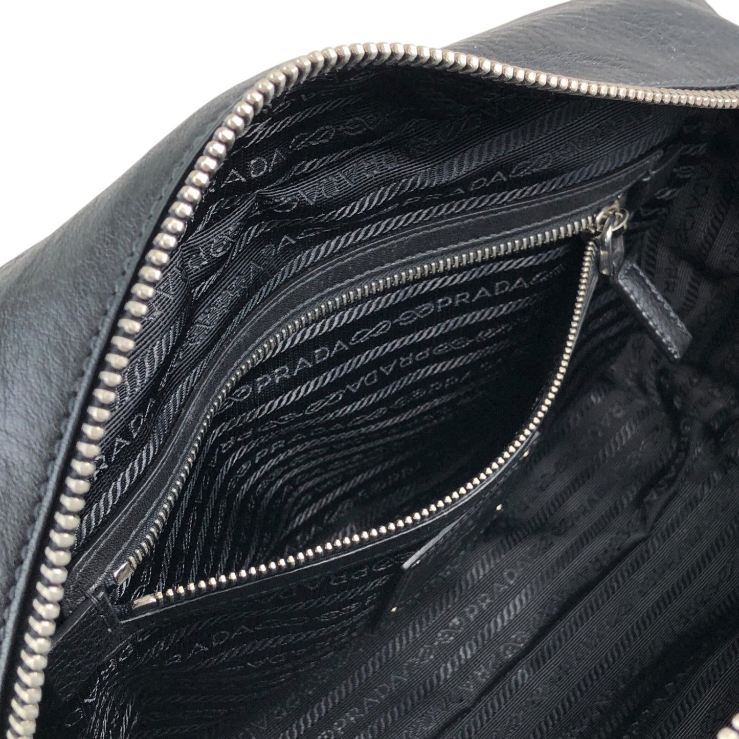 PRADA Logo Embossed Small Boston bag Handbag Black Vintage sdau3h