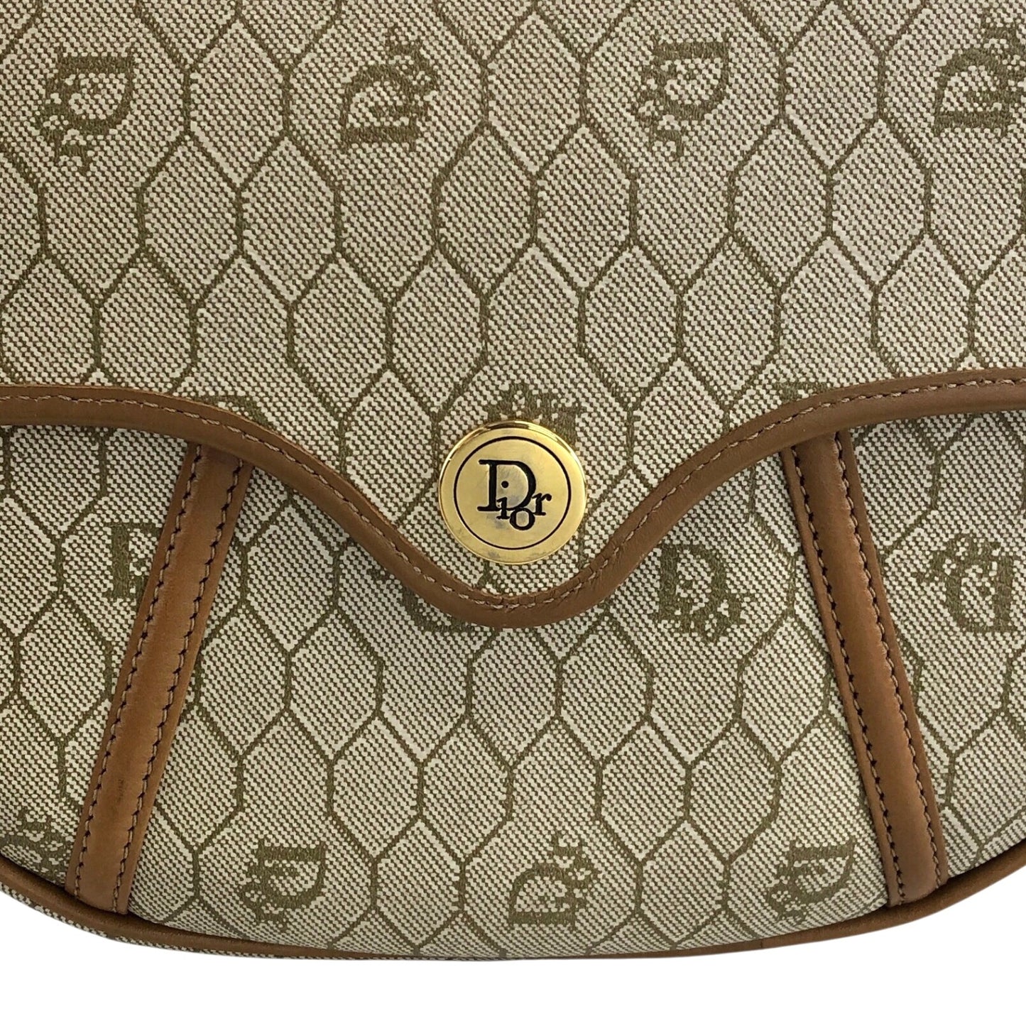 Christian Dior Honeycomb Pattern Shoulder bag Beige Vintage bbirpg