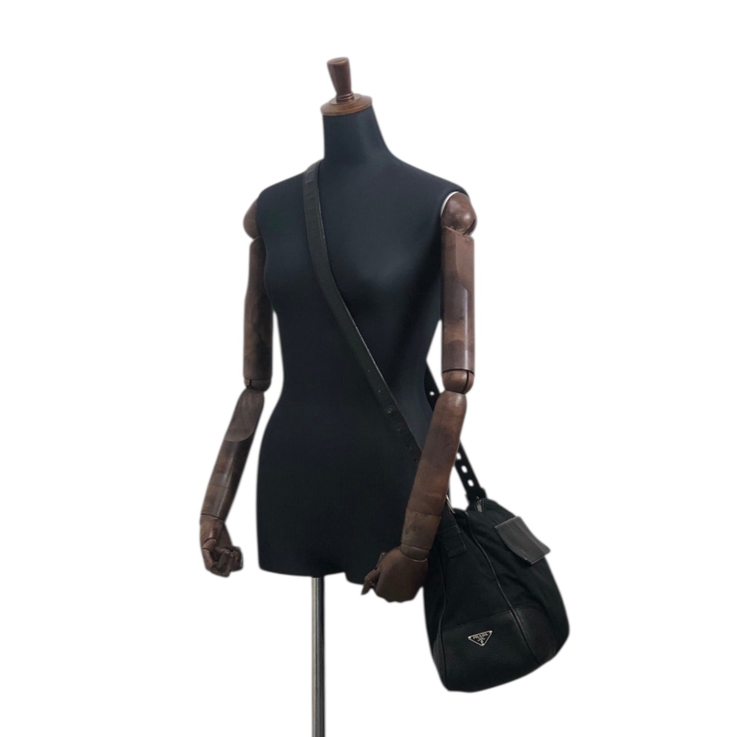 PRADA Triangle Logo Shoulder bag Black Vintage p74gfa