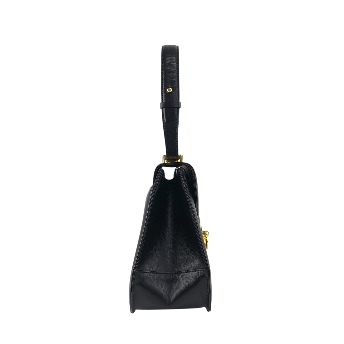 GIVENCHY Gancini Top Handle Handbag Black Vintage 3pv2af