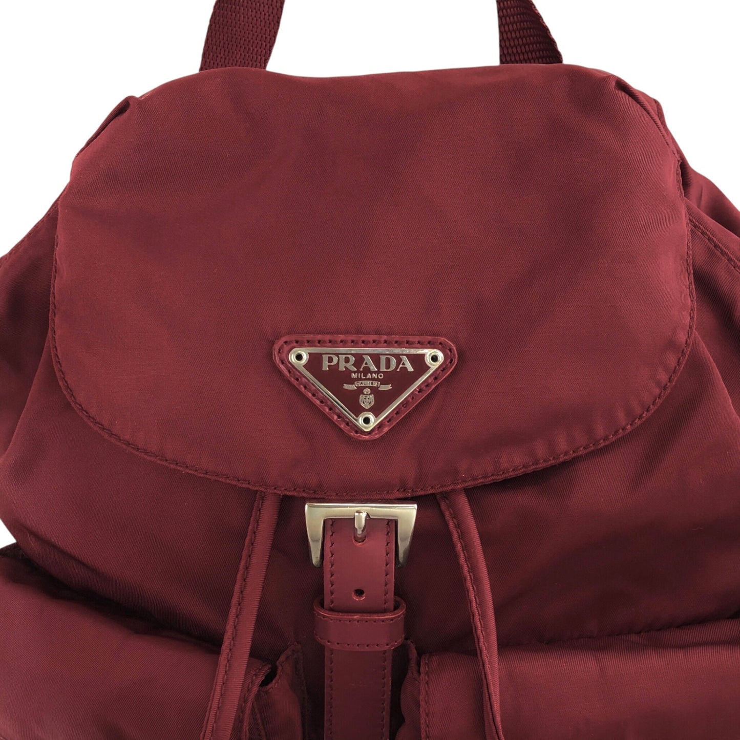 PRADA Triangle Logo Double Pocket Backpack Red Vintage 8jxw7p