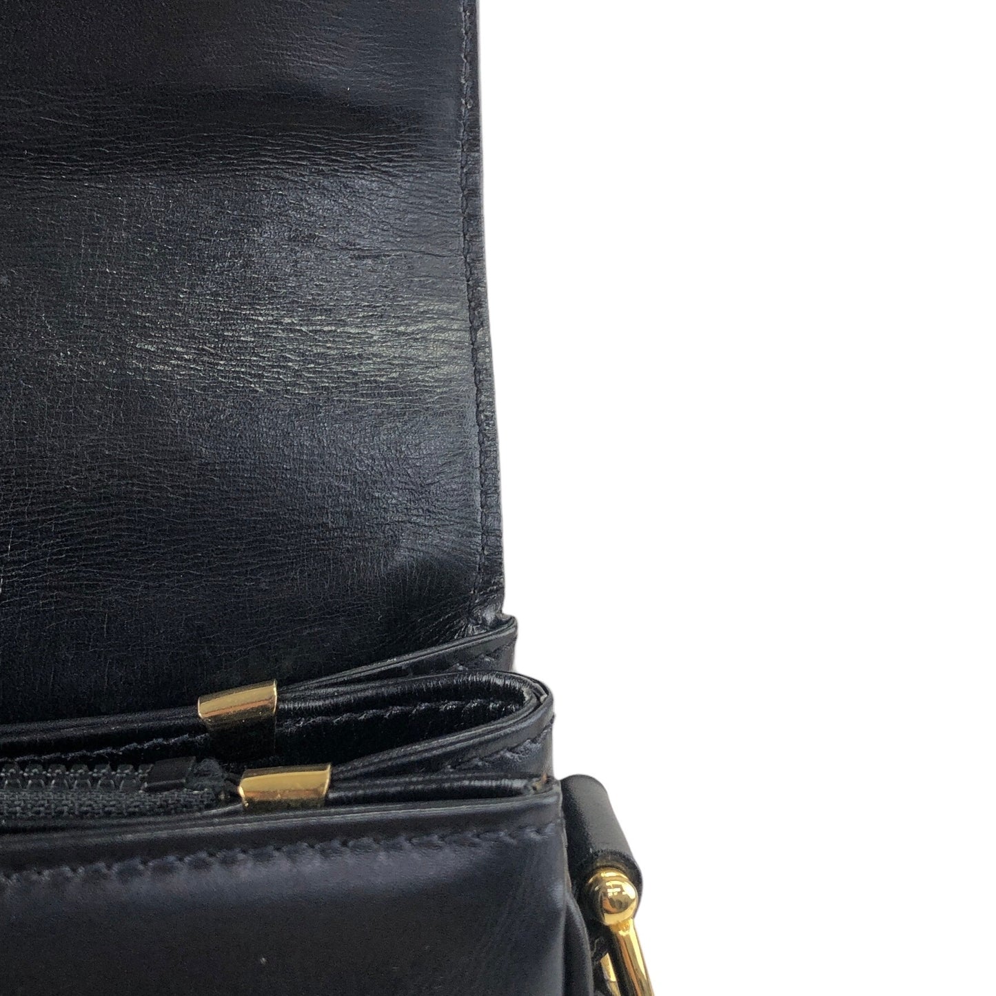 CELINE Horse Bit Crossbody Shoulder bag Black Vintage pv63af