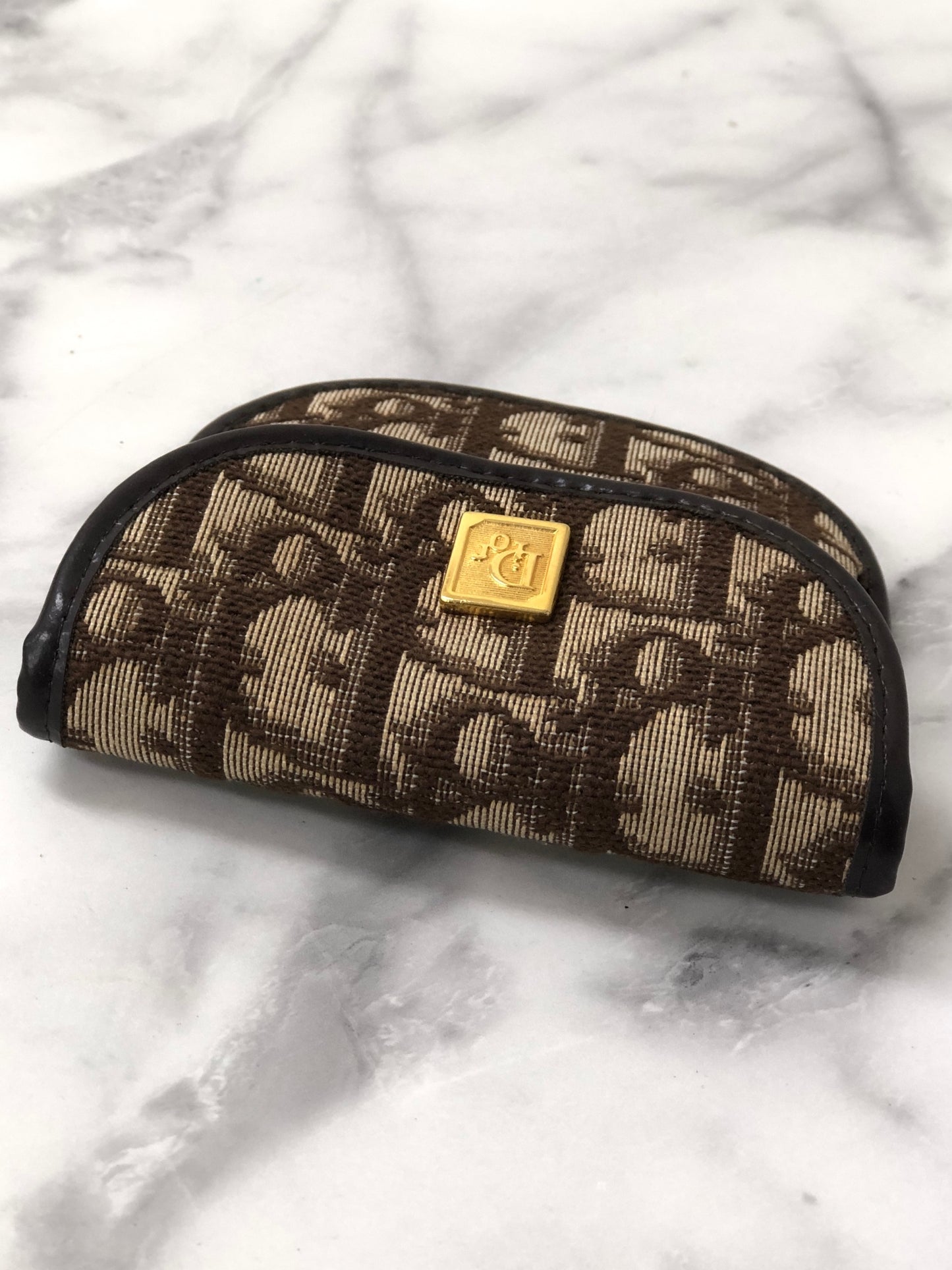 Christian Dior Trotter CD Logo 提花皮革零錢包 棕色 復古 e3hgif