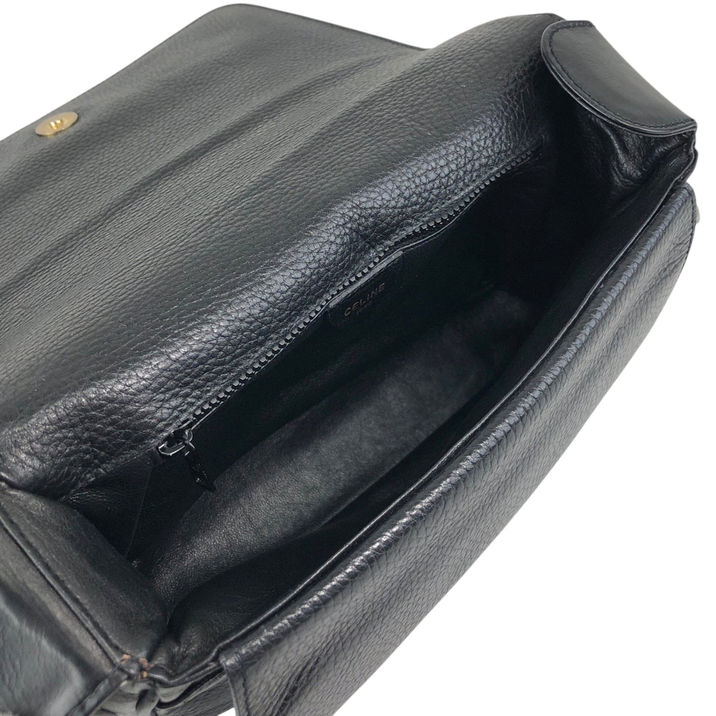 CELINE Blason Shoulder bag Black Vintage ted3ve