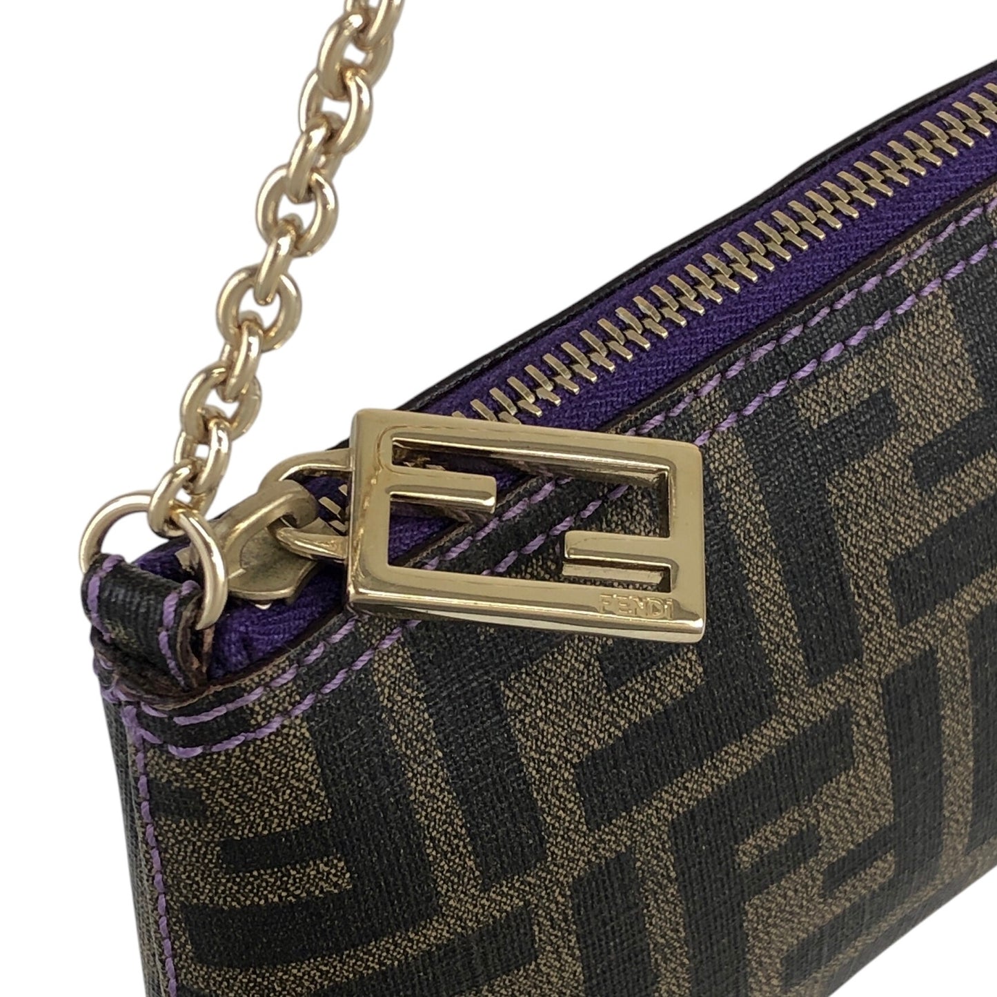 FENDI Zucca Chain Handbag Brown Vintage 2cxwge