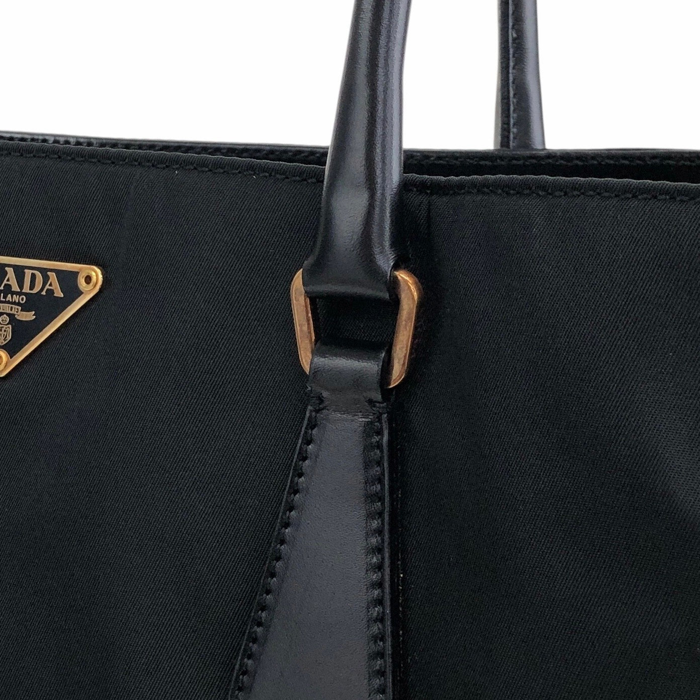 PRADA Tessuto Triangle Logo Totebag Black Vintage hp25fh
