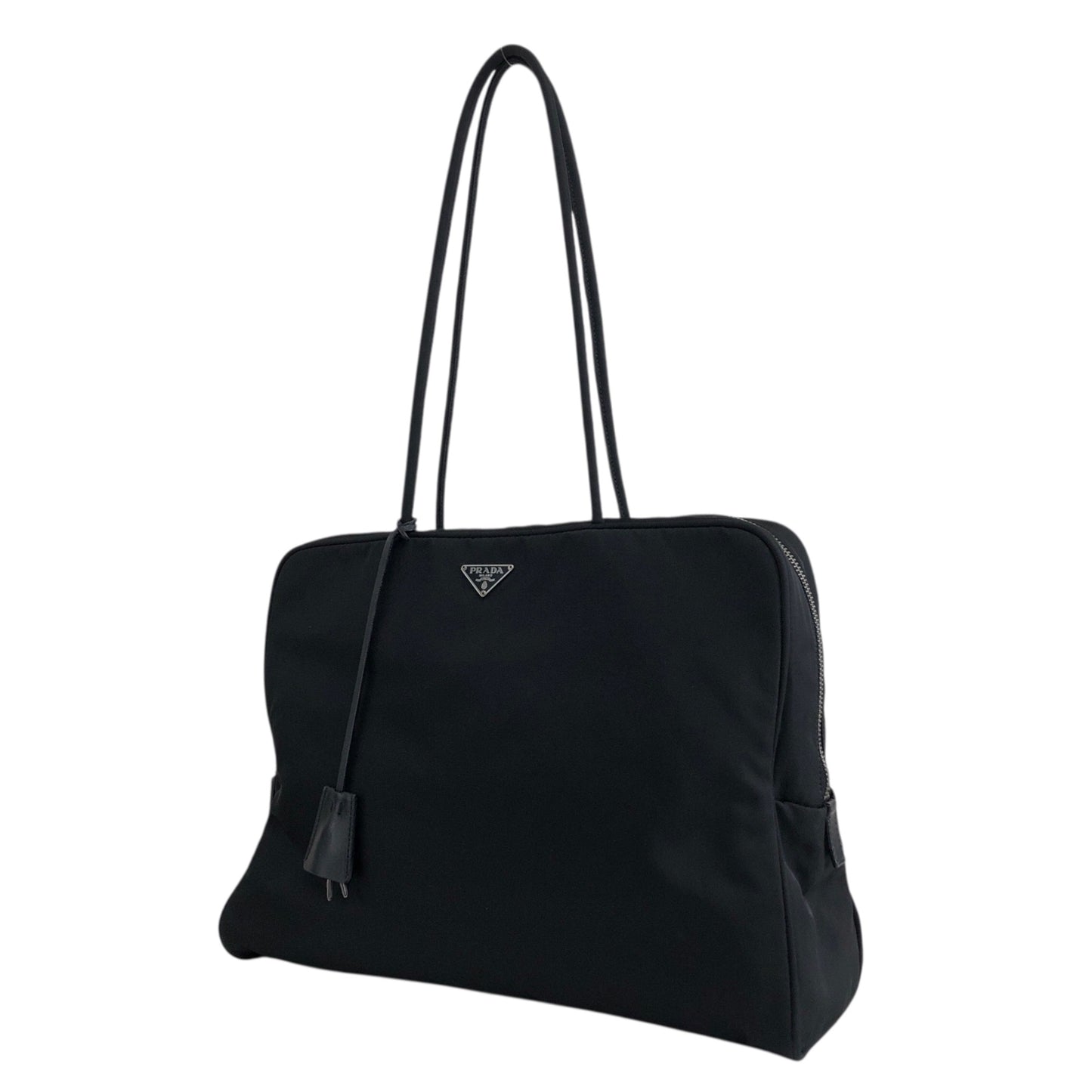 PRADA Triangle Logo Padlock Totebag Black Vintage ggz5as