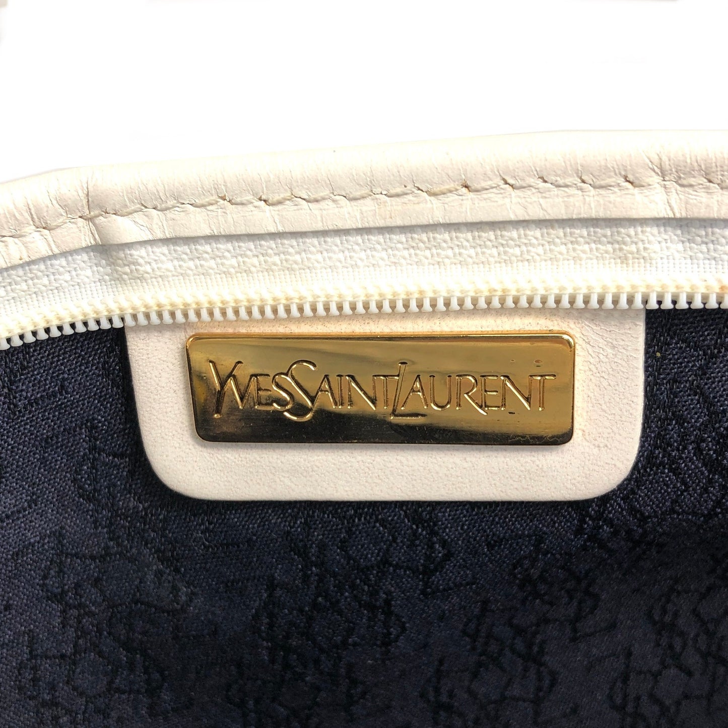 Yves Saint Laurent YSL 標誌單肩包白色復古 k55nev