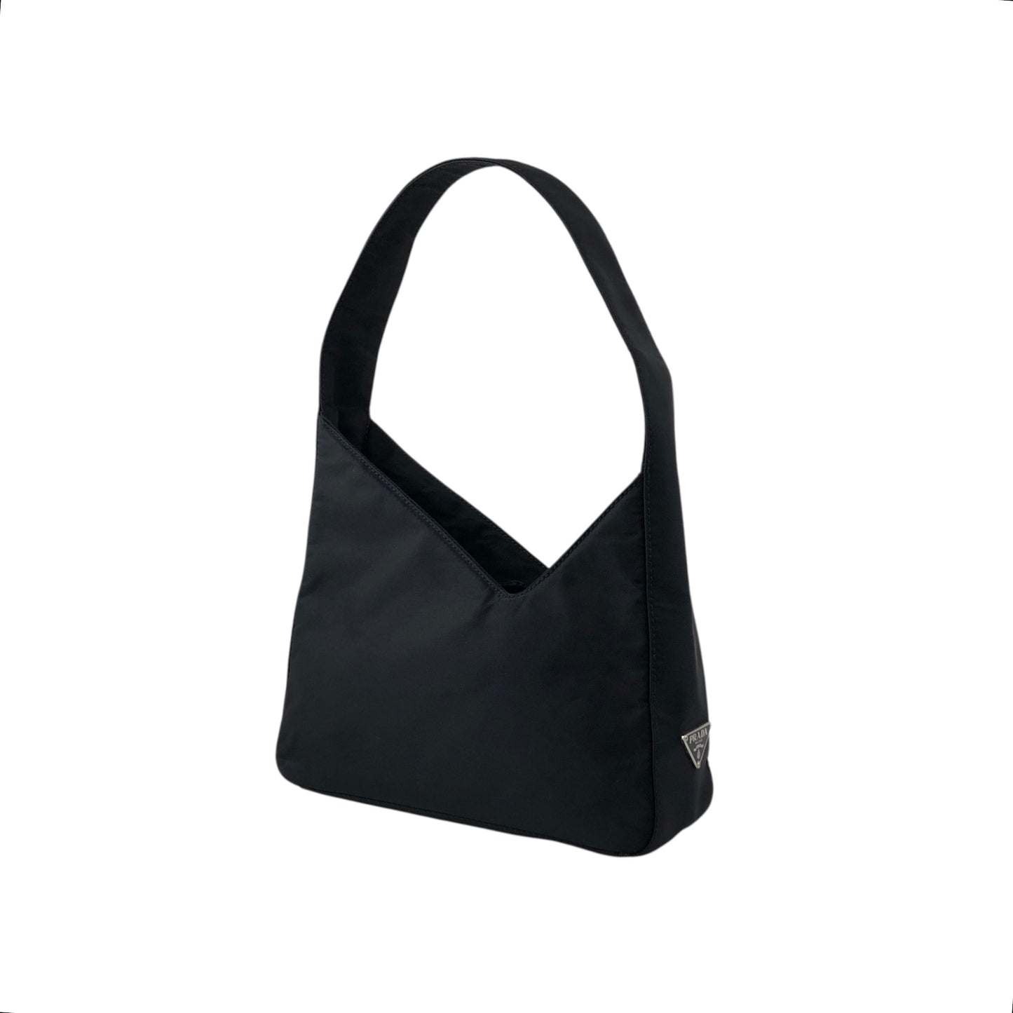 PRADA Tessuto Triangle Logo Small Handbag Black Vintage 5aczat