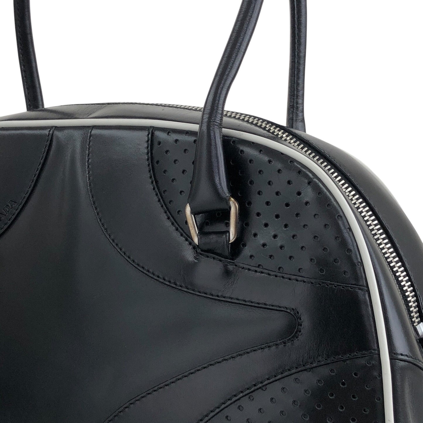 PRADA Padlock Small Boston bag Handbag Black Vintage vcg8wk