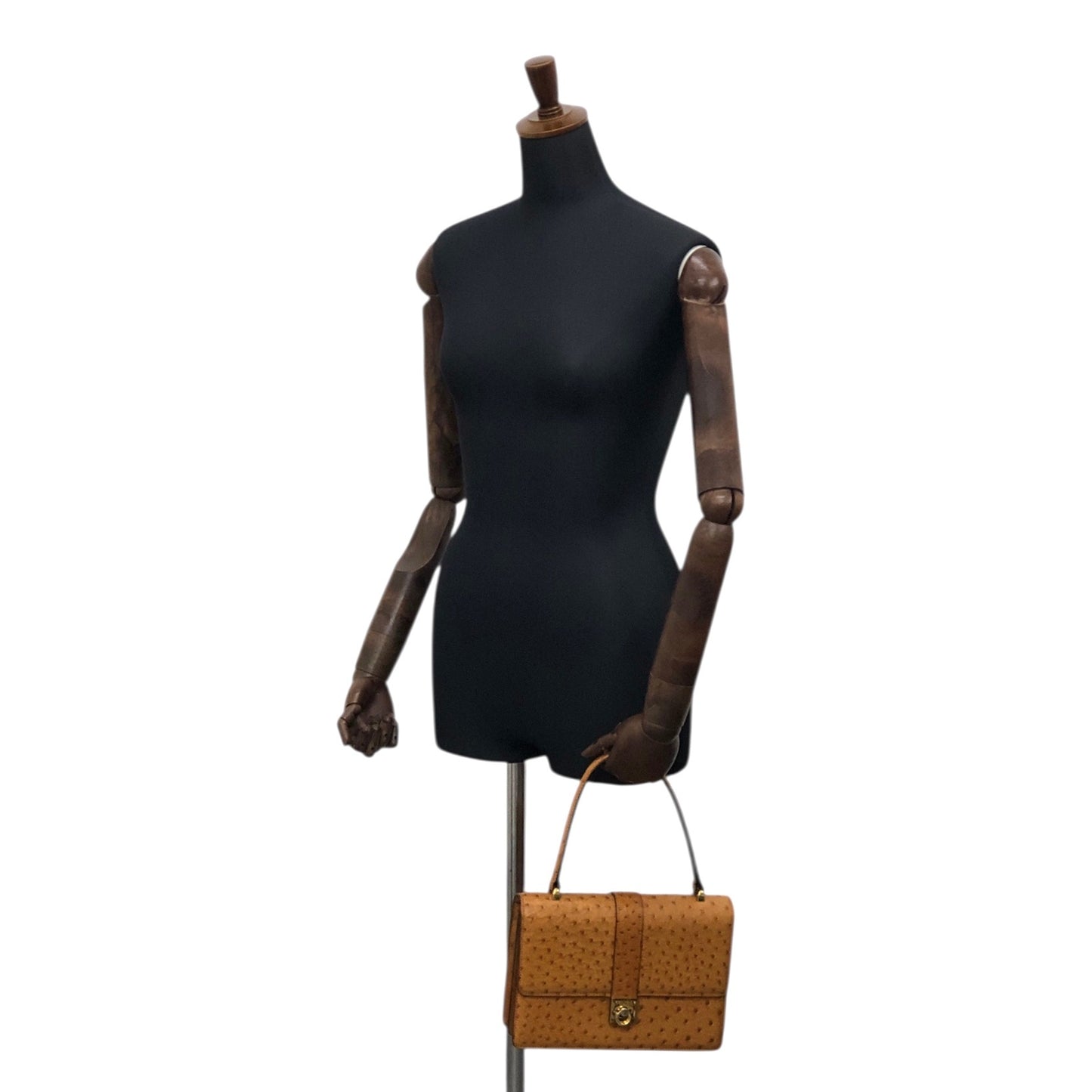 CELINE Gancini Handbag Camel Vintage 847in7