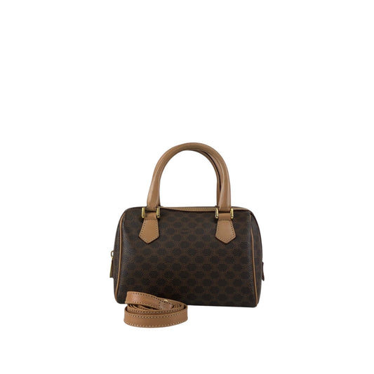 CELINE Macadam Blason Two-way Small Boston bag Shoulder bag Brown Vintage abbsfv