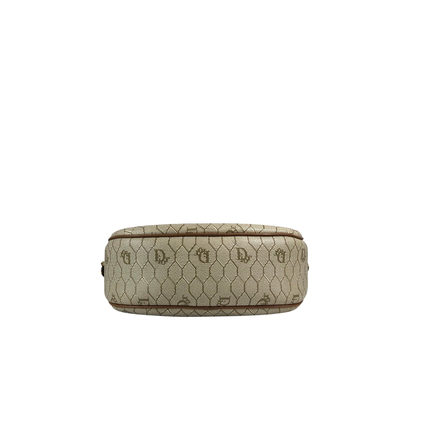 Christian Dior Honeycomb Pattern Round Shoulder bag Beige Vintage p7a3yt