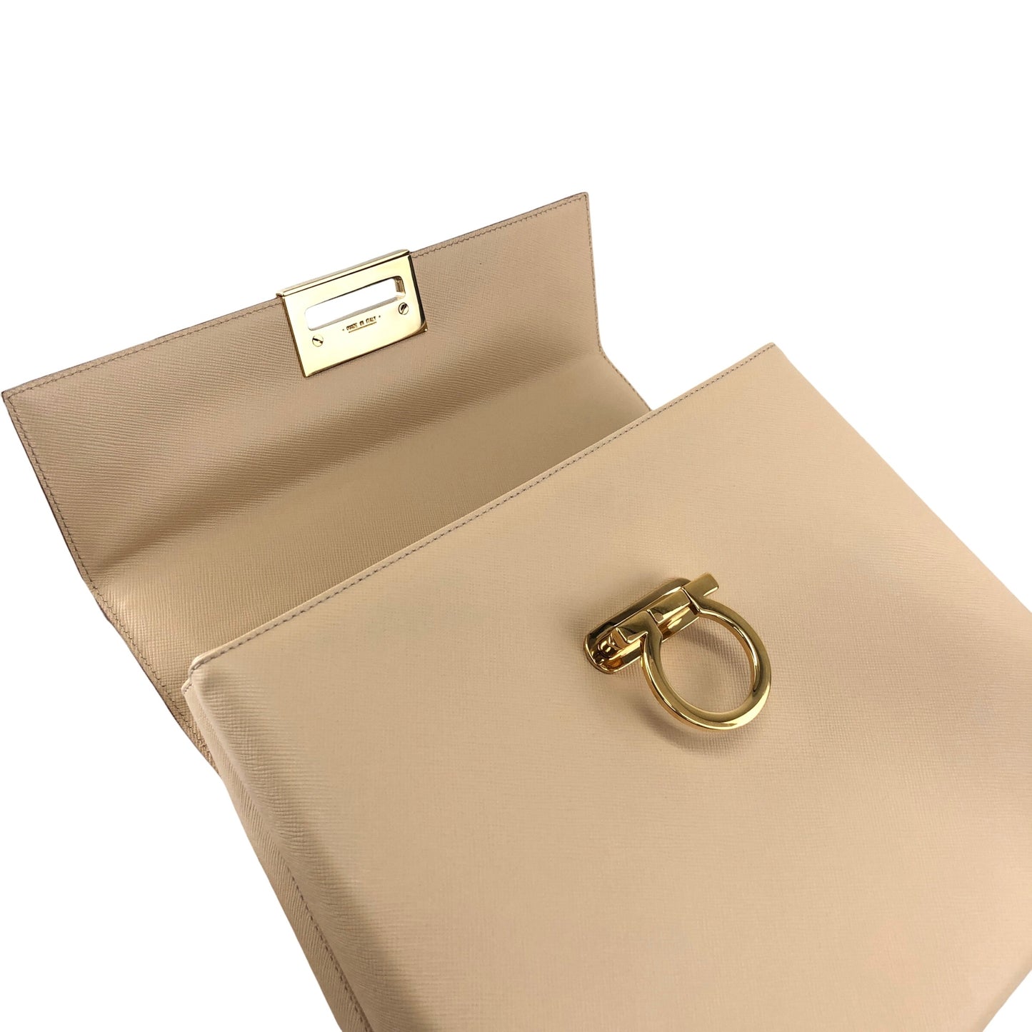 Salvatore Ferragamo Gancini Two-way Handbag Shoulder bag Beige Vintage khdcf6