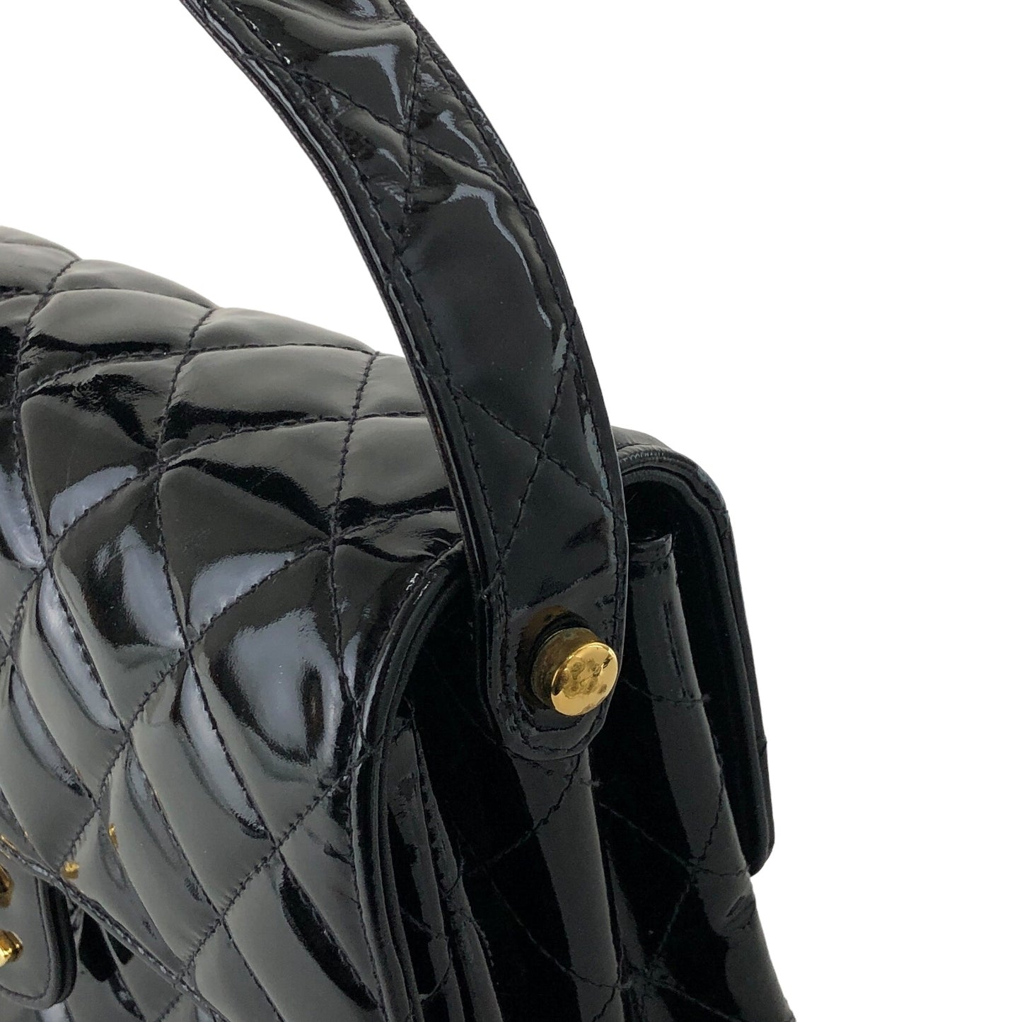 CHANEL Matelasse Coco Mark 手提包黑色復古 kdmcy3