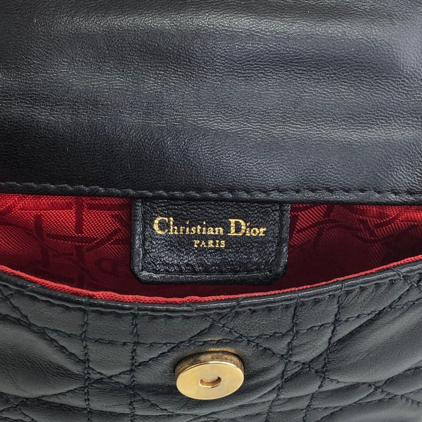 Christian Dior Lady Dior Cannage Small Shoulder bag Black Vintage mppar4