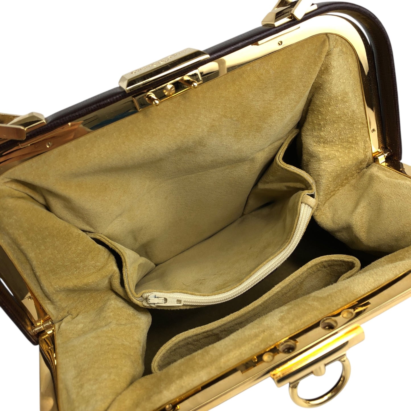 Christian Dior Gancini Metal Clasp Two-way Handbag Shoulder bag Brown Vintage pzns32