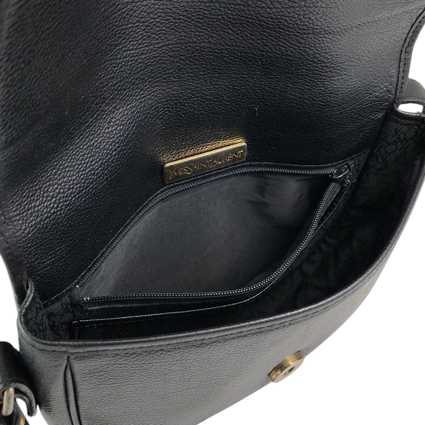 Yves Saint Laurent YSL Logo Flap Shoulder bag Black Vintage hrxn3f