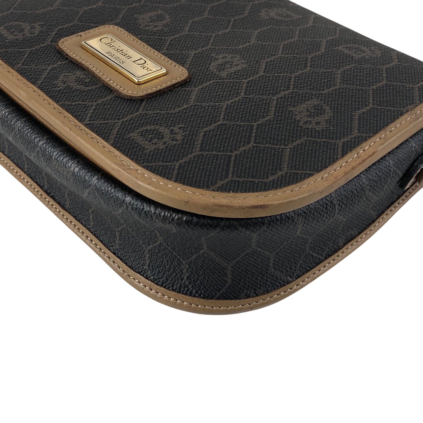 Christian Dior Honeycomb Pattern Small Shoulder bag Black Vintage 6h24uc