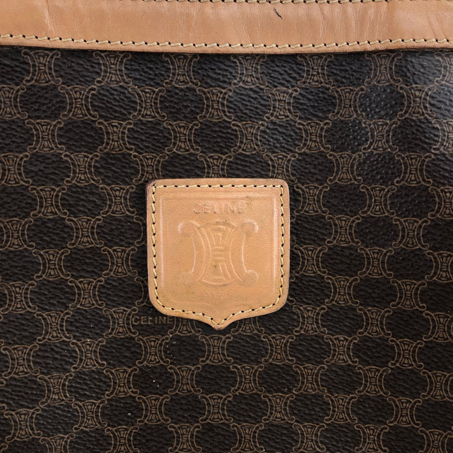 CELINE Macadam Blason Handbag Totebag Brown Vintage fpujkf