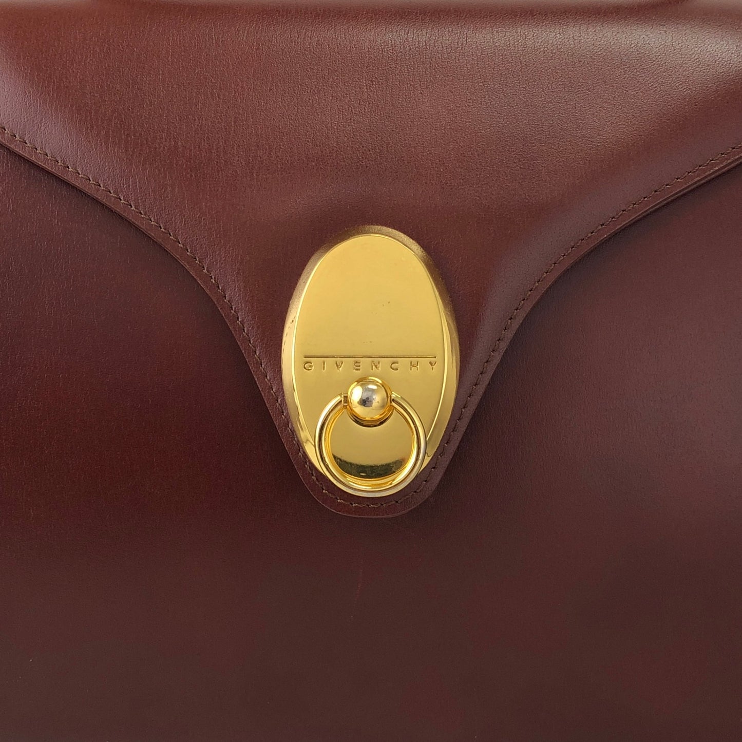 GIVENCHY Gancini Top Handle Handbag Brown Vintage rguu25