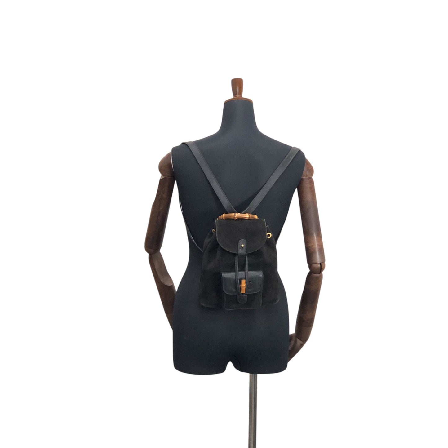 GUCCI Bamboo Backpack Black Vintage sb5ikr