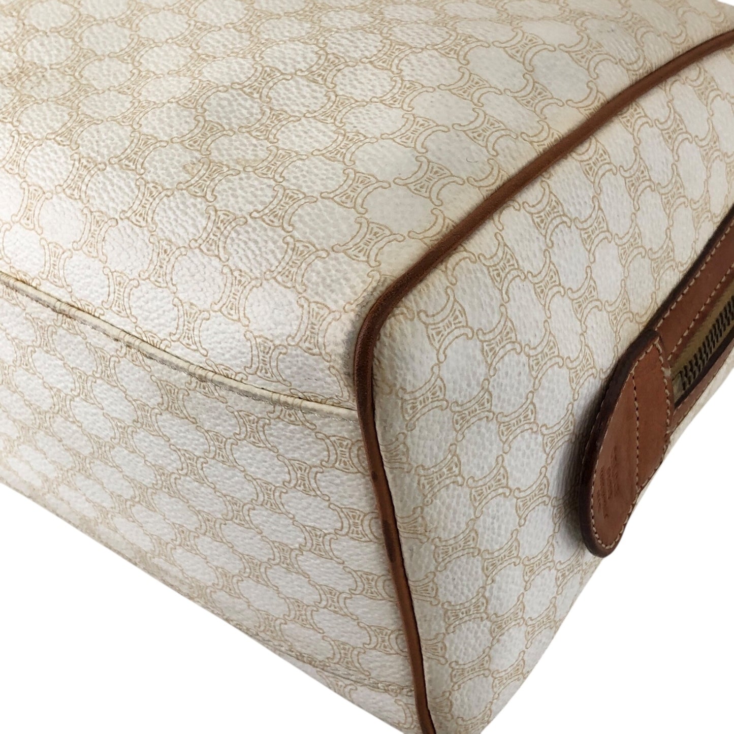 CELINE Macadam Blason Handbag Boston bag White Vintage ph8fuj