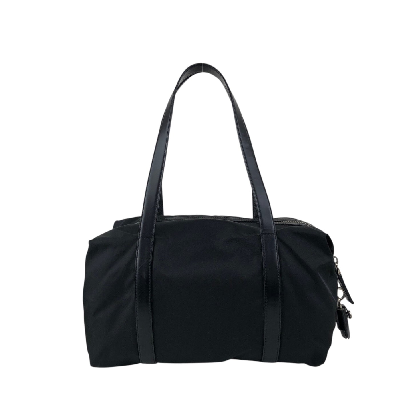 PRADA Tessuto Triangle Logo Small Boston bag Handbag Black Vintage kg2zxs
