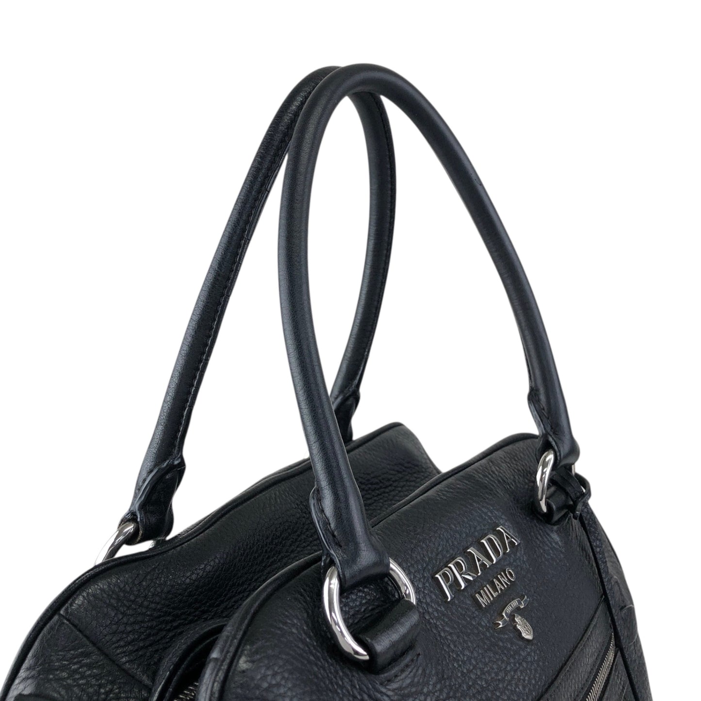 PRADA Logo Two-way Boston bag Shoulder bag Black Vintage sgghkm